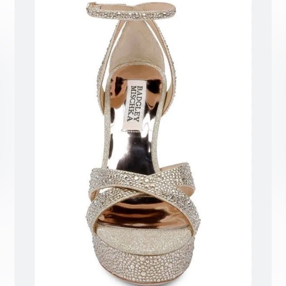 NWT Badgley Mischka Fizzy Fantastic Rhinestone Bejeweled Platform - Picture 4 of 12